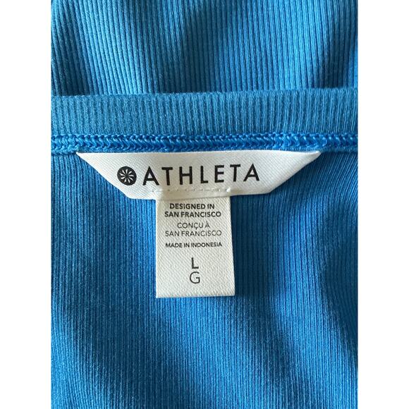 Athleta Signature Rib Square Neck Top Size L Ultramarine Blue Shirt Casual EUC - Picture 8 of 9